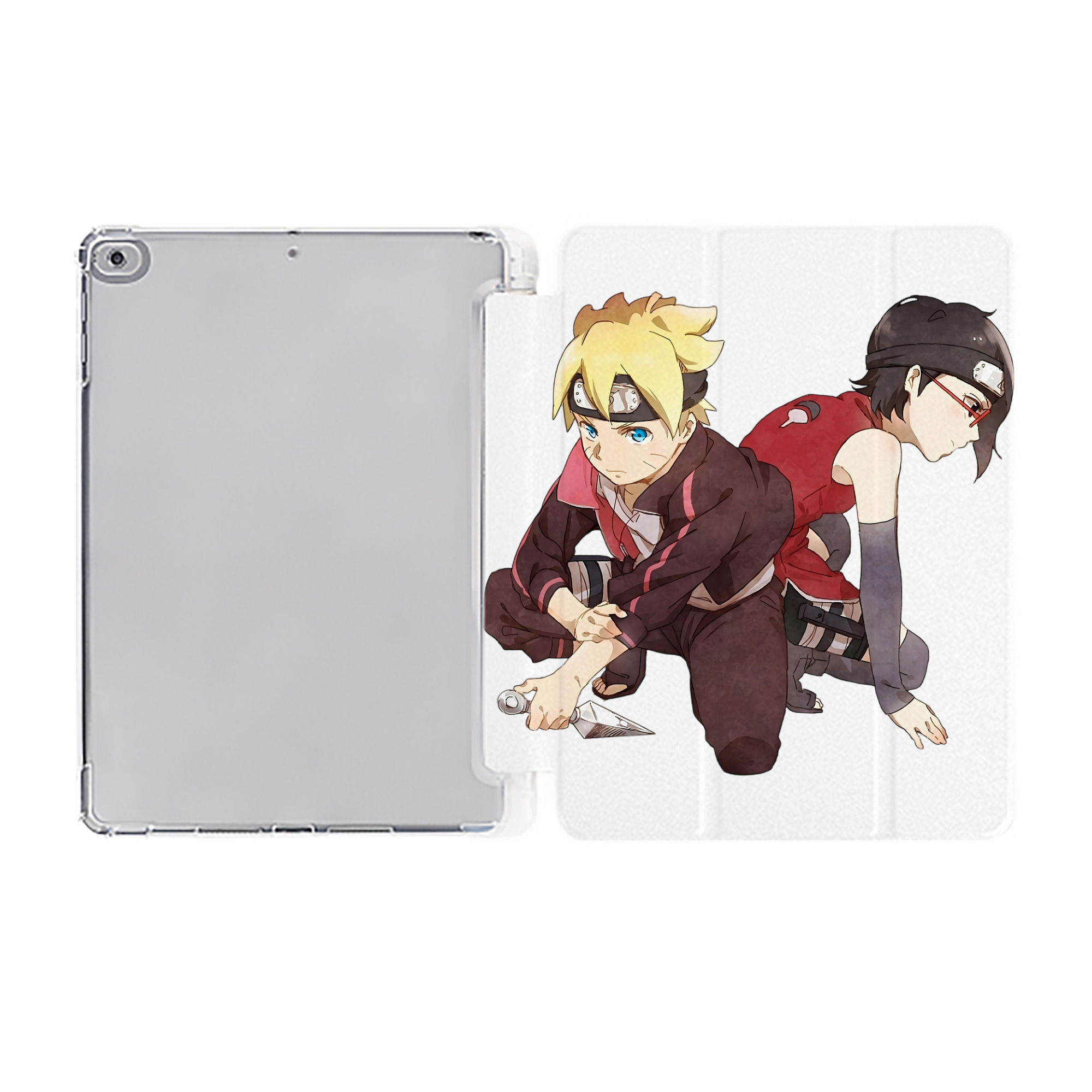 （画像用） NARUTO -ナルト- うちは サラダ Uchiha Sarada IPad ケース ペン収納付き 三つ折りスタンド PUレザー×シリコン 対応機種9.5/10.5/10.9インチ